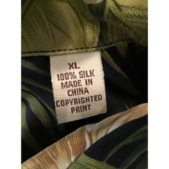Tommy Bahama Mens Shirt XL Special Rum Camp Hawaiian Green 100% Silk Vacation - Picture 8 of 9